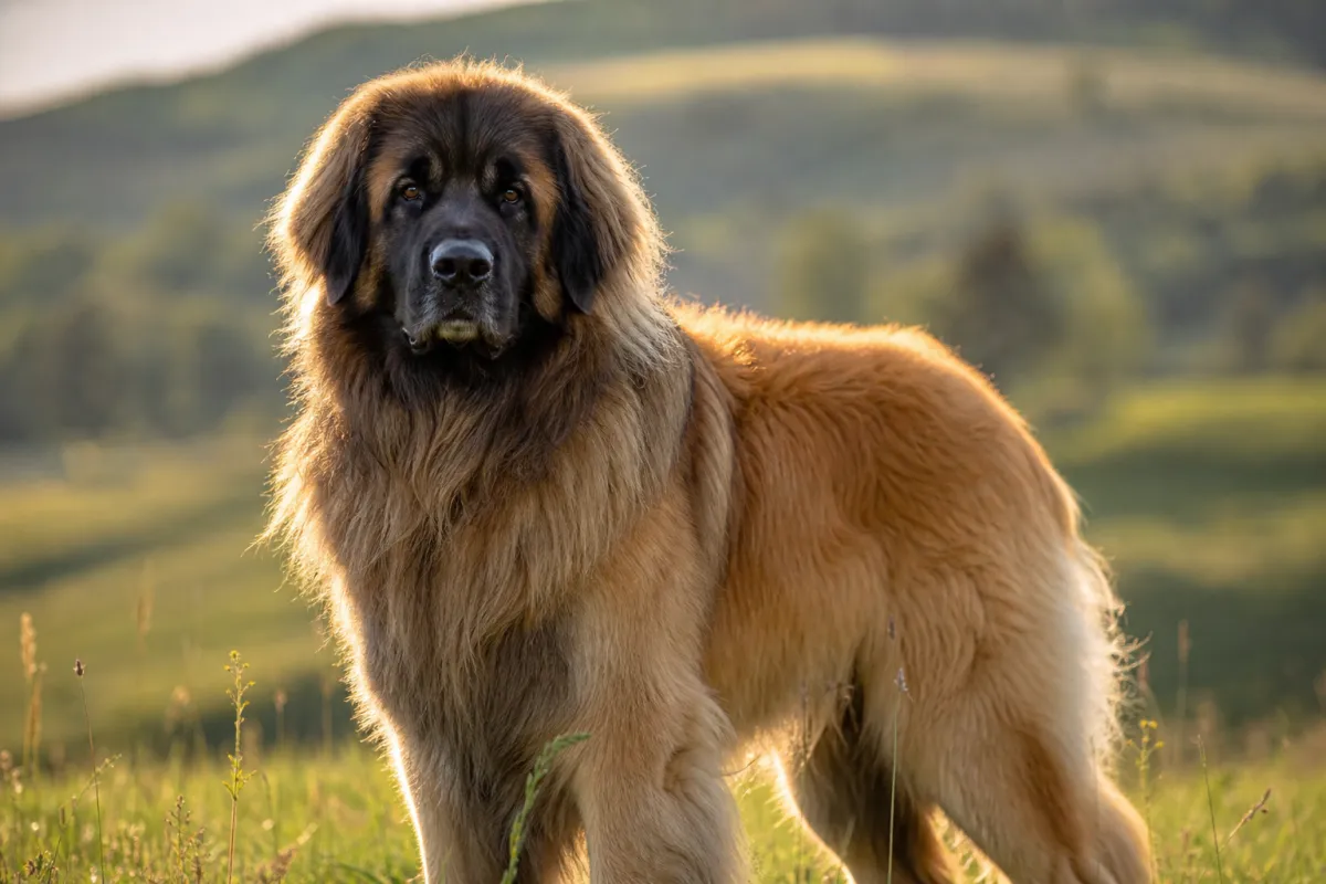Portrait d'un étalon Leonberg à la robe fauve et au masque noir
